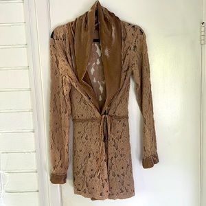 Stunning Bon Bon Pink Mauve lace and velvet jacket L